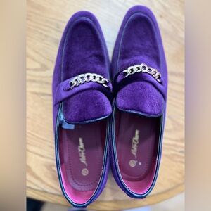 Men’s size 13 purple velvet loafers.  Worn once for Prom.